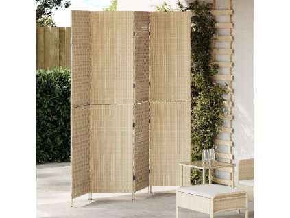 vidaXL Přepážka Béžová 195 x 180 cm polyratan