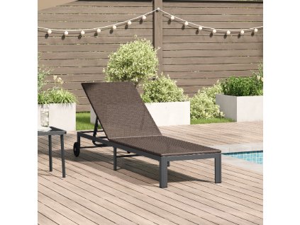 vidaXL Lehátko na slunění 1-osoba Hnědá 206 x 62,5 x 74 cm polyratan