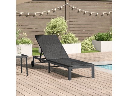 vidaXL Lehátko na slunění 1-osoba Černá 206 x 62,5 x 74 cm polyratan