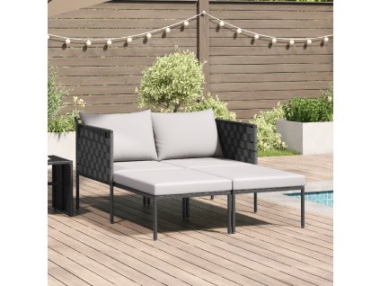 vidaXL Lehátko na slunění s polštářem Antracit 153 x 115 x 69.5 cm