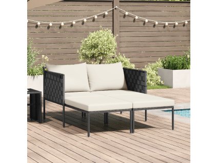 vidaXL Lehátko na slunění s polštářem Antracit 153 x 115 x 69.5 cm