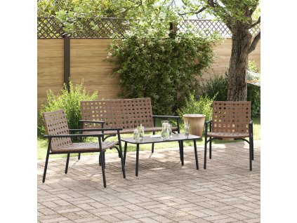 vidaXL Zahradní jídelní souprava 4 pcs Hnědá polyratan