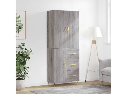 vidaXL Skříň highboard šedá sonoma 69,5 x 34 x 180 cm kompozitní dřevo