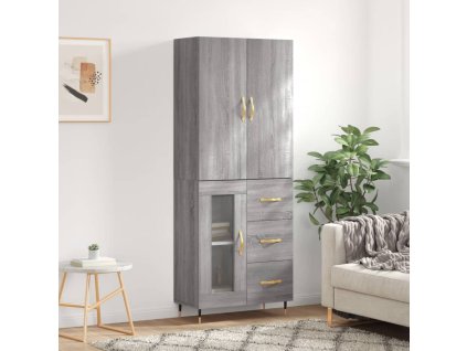 vidaXL Skříň highboard šedá sonoma 69,5 x 34 x 180 cm kompozitní dřevo