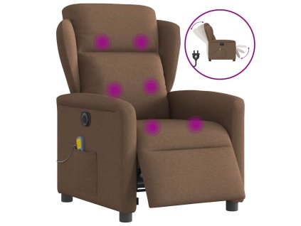 vidaXL Elektrické masážní polohovací křeslo hnědé textil