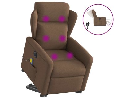 vidaXL Elektrické zvedací masážní polohovací křeslo hnědé textil