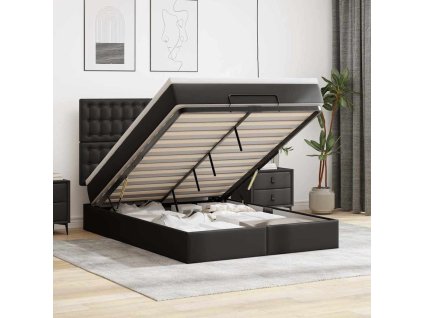 vidaXL Osmanský rám postele s matrací černá 140x190cm umělá kůže
