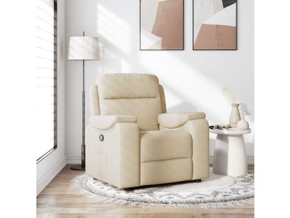 vidaXL Polohovací křeslo krémové textil