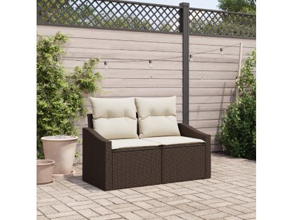 vidaXL Zahradní sofa s polštářem Hnědá 123 x 62 x 69cm polyratan