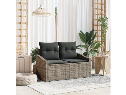 vidaXL Zahradní sofa s polštářem Šedá 123 x 62 x 69cm polyratan