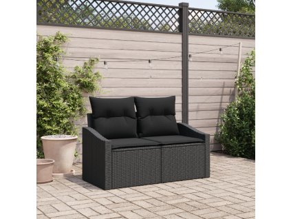 vidaXL Zahradní sofa s polštářem Černá 123 x 62 x 69cm polyratan