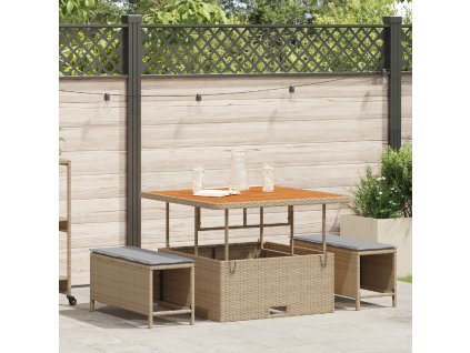 vidaXL Zahradní jídelní souprava Béžová polyratan