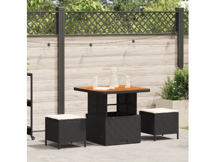vidaXL Zahradní jídelní souprava Černá polyratan