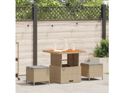 vidaXL Zahradní jídelní souprava Béžová polyratan