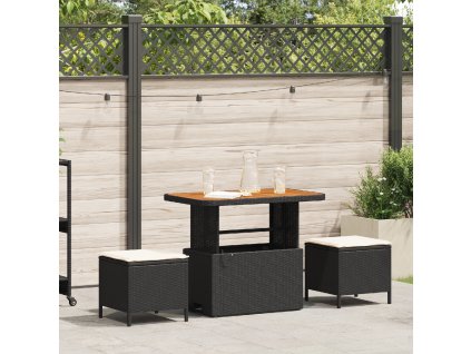 vidaXL Zahradní jídelní souprava Černá polyratan