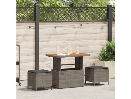 vidaXL Zahradní jídelní souprava Šedá polyratan