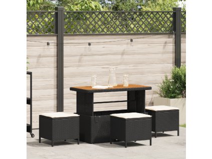 vidaXL Zahradní jídelní souprava Černá Poly ratan