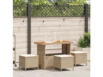 vidaXL Zahradní jídelní souprava Béžová polyratan