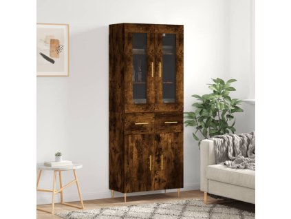 vidaXL Skříň highboard kouřový dub 69,5 x 34 x 180 cm kompozitní dřevo