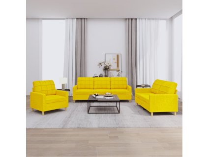 vidaXL 3dílná sedací souprava s poduškami světle žlutá textil