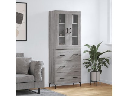 vidaXL Skříň highboard šedá sonoma 69,5 x 34 x 180 cm kompozitní dřevo