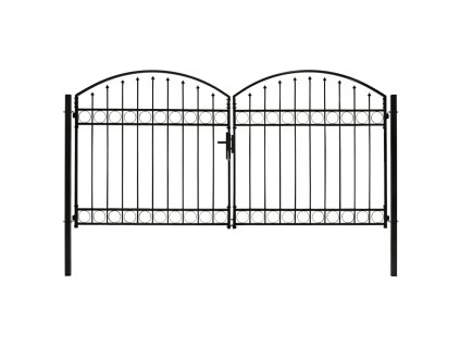 vidaXL Dvoukřídlá zahradní brána s obloukem ocelová 300 x 150 cm černá