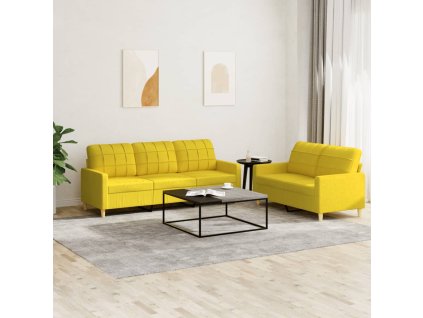 vidaXL 2dílná sedací souprava s poduškami světle žlutá textil