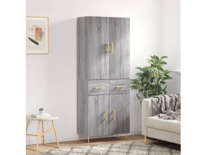 vidaXL Skříň highboard šedá sonoma 69,5 x 34 x 180 cm kompozitní dřevo