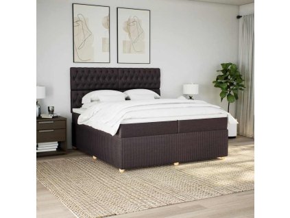 vidaXL Box spring postel s matrací tmavě hnědá 200x200 cm textil