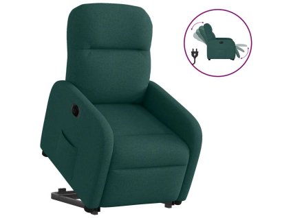 vidaXL Elektrické zvedací polohovací křeslo tmavě zelené textil