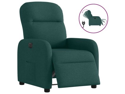 vidaXL Elektrické polohovací křeslo tmavě zelené textil