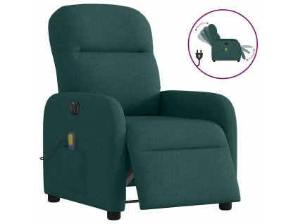 vidaXL Elektrické masážní polohovací křeslo tmavě zelené textil