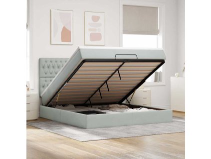 vidaXL Osmanský rám postele s matracíes světle šedá 160x200cm samet