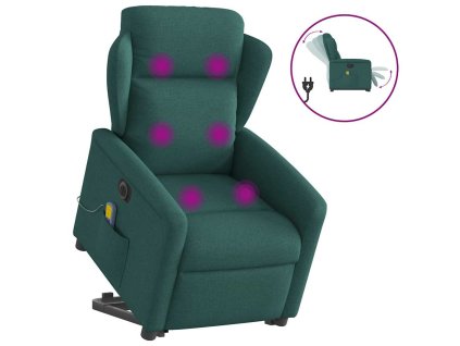 vidaXL Elektrické zvedací masážní polohovací křeslo zelené textil