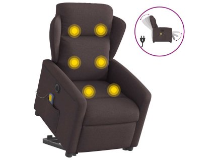 vidaXL Elektrické zvedací masážní polohovací křeslo tmavě hnědé textil