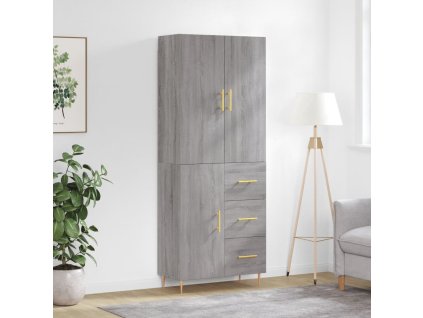 vidaXL Skříň highboard šedá sonoma 69,5 x 34 x 180 cm kompozitní dřevo