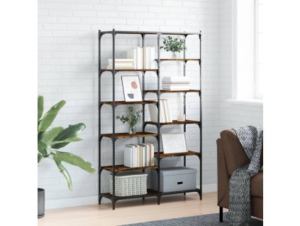 vidaXL Knihovna kouřový dub 100x32x170 cm kompozitní dřevo a železo