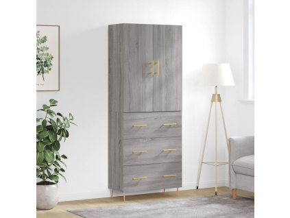 vidaXL Skříň highboard šedá sonoma 69,5 x 34 x 180 cm kompozitní dřevo