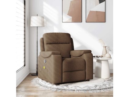 vidaXL Masážní polohovací křeslo hnědé textil