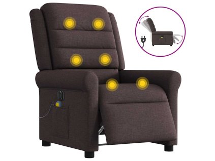vidaXL Elektrické masážní polohovací křeslo tmavě hnědé textil