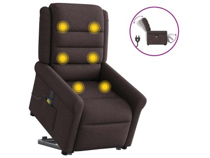 vidaXL Elektrické zvedací masážní polohovací křeslo tmavě hnědé textil
