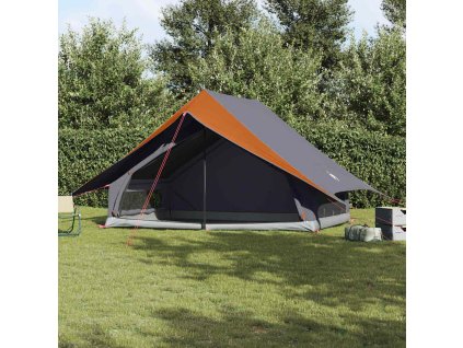 vidaXL Rodinný stan se střechou Šedá a oranžová 315 x 286 x 200 cm