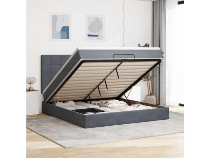 vidaXL Osmanský rám postele s matracíes tmavě šedá 160x200cm samet