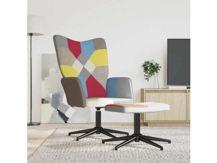 vidaXL Relaxační křeslo se stoličkou patchwork textil