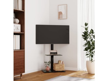 vidaXL Rohový TV stojan 2patrový pro 32–65 palců černý