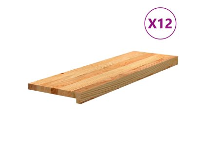 vidaXL Nášlapy na schody 12 ks světle hnědé 80x30x2 cm masivní dub