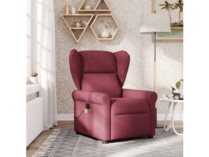 vidaXL Masážní polohovací křeslo vínové textil