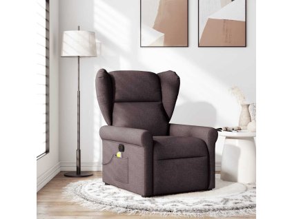 vidaXL Masážní polohovací křeslo tmavě hnědé textil