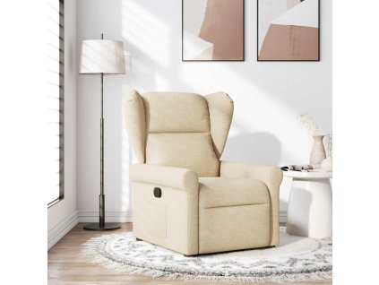 vidaXL Polohovací křeslo krémové textil