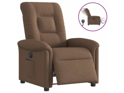 vidaXL Elektrické polohovací křeslo hnědé textil